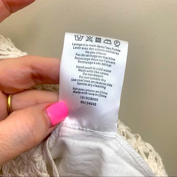 Sezane Crochet Lace Cream Off the Shoulders Mini Dress - Picture 6 of 7